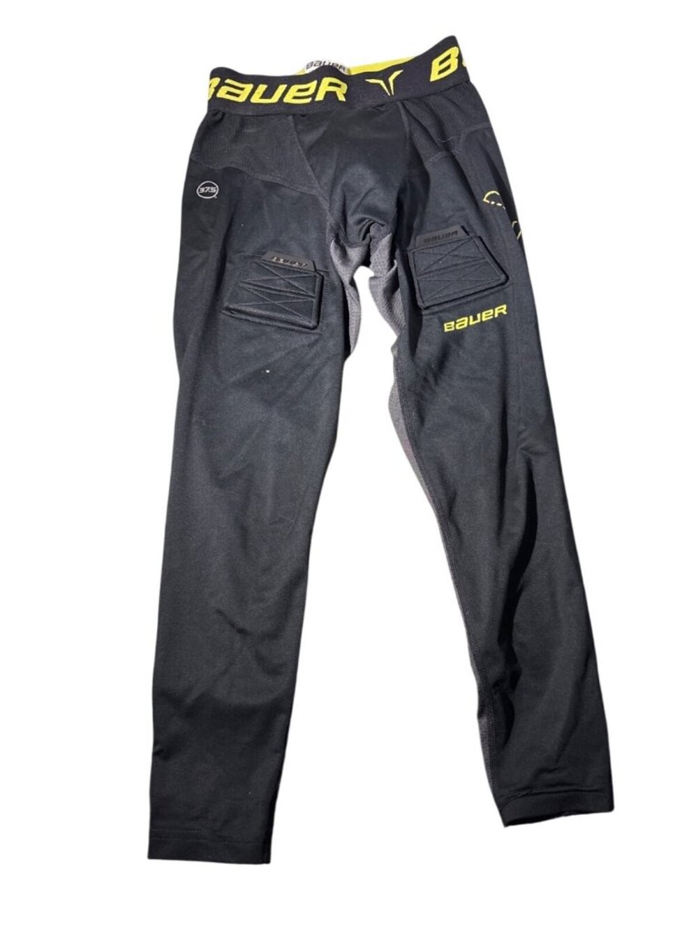 Bauer Premium Compression Jock Pants with Yellow Branding Black & Gray Size Sm